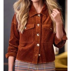 NEW TRIBAL crop denim shacket in pumpkin spice